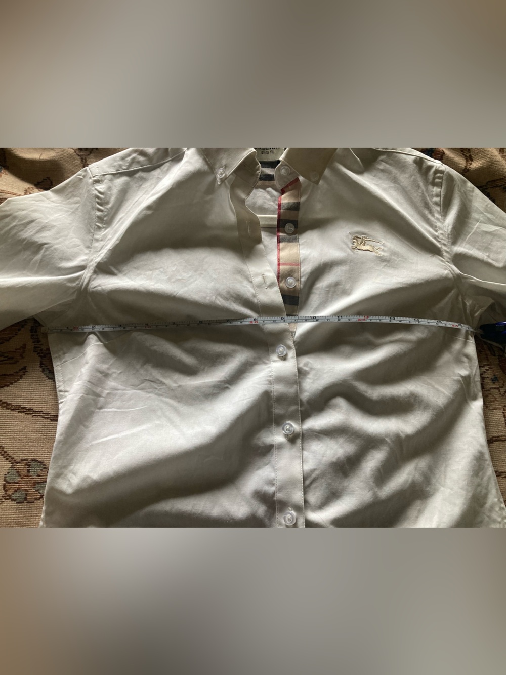 Burberry White Button-Up with Nova Check Trim - Picture 6 of 8